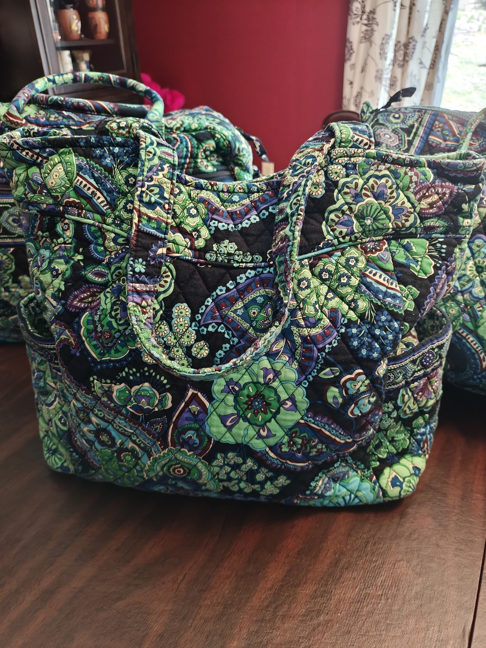 3 Piece Vera Bradley Blue Rhapsody Paisley Duffle Bags And Shoulder Bag - Picture 2 of 16